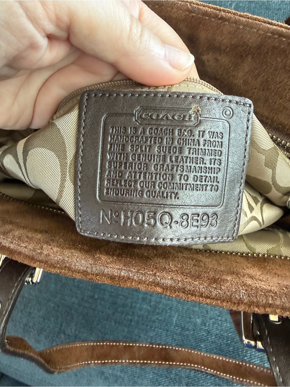 Coach Brown Suede Women’s Tote Bag w/leather straps - Picture 5 of 7